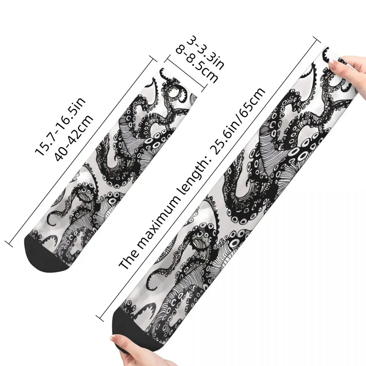 Sock for Men Octopus Drawn Modern Illustration With Polygon Vintage Octopus Tentacles Pattern Printed Crew Sock Casual Gift